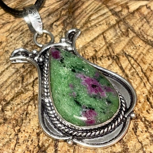 Tanzaniate Ruby Zoisite Pendant 2 1/4” - Picture 8 of 13